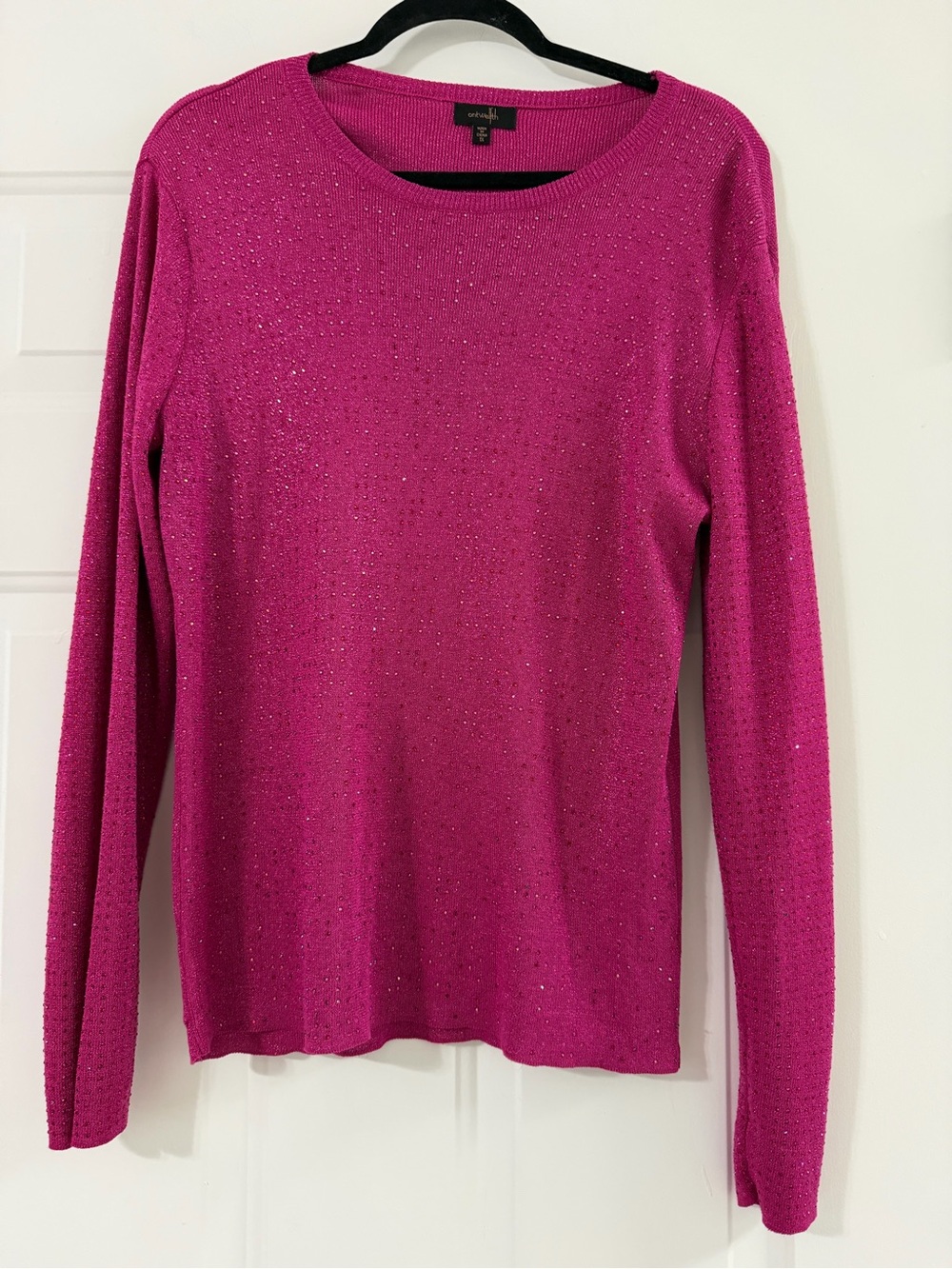 croft & barrow Bright Fuchsia Long-Sleeve Sparkle Top